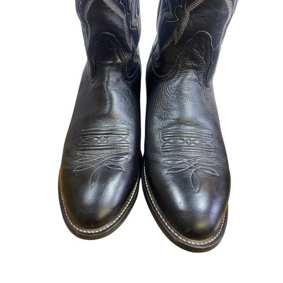 Nocona Cowboy Boots Size 11.5 11 1/2 D Black Leather Stitching Mens Western EUC - Picture 5 of 10
